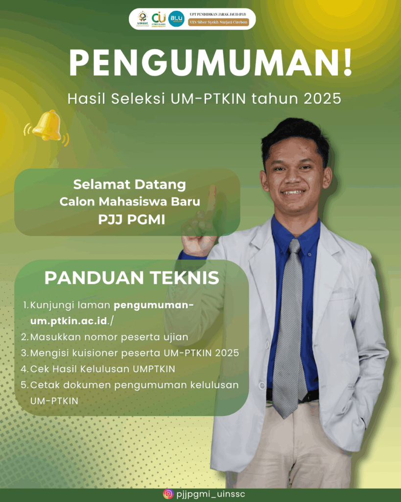 Selamat! Calon Mahasiswa Baru yang Telah Lolos Seleksi UM-PTKIN PJJ PGMI UIN Siber Syekh Nurjati Cirebon